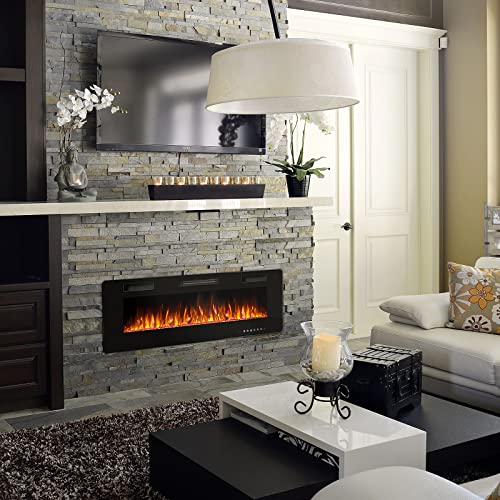 BOSSIN 50" Ultra-Thin Recessed Electric Fireplace