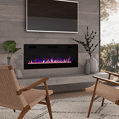 BOSSIN 50" Ultra-Thin Recessed Electric Fireplace