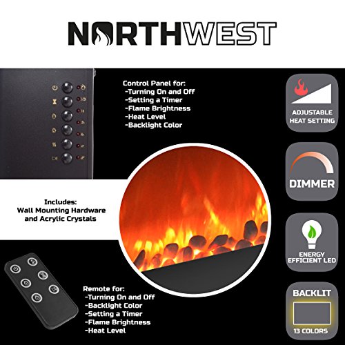 30-Inch Wall Mounted Electric Fireplace with Remote