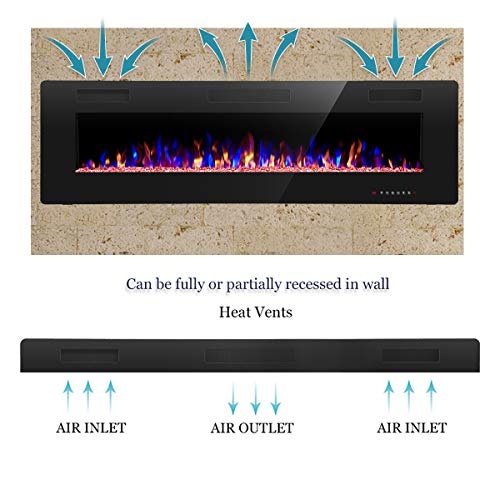 R.W.FLAME 60" Recessed Electric Fireplace with Remote