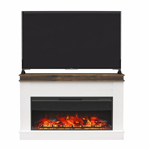 Ivory Oak Electric Fireplace with Mantel and Remote