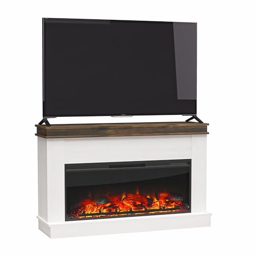 Ivory Oak Electric Fireplace with Mantel and Remote