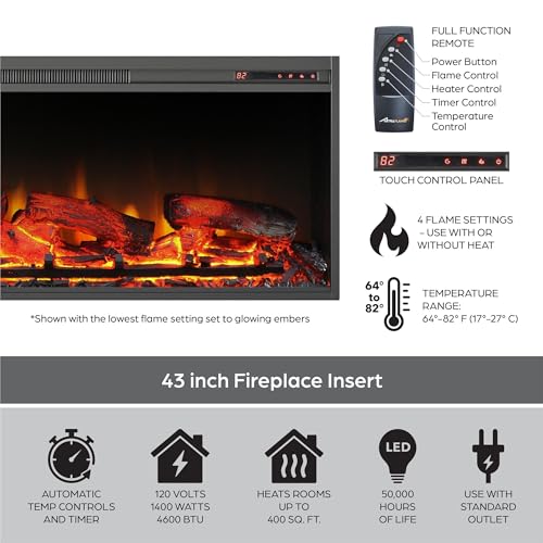 Ivory Oak Electric Fireplace with Mantel and Remote