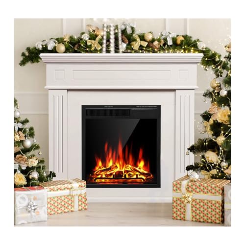 Ivory White Electric Fireplace Mantel with Remote