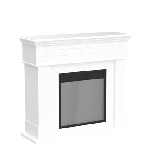 Ivory White Electric Fireplace Mantel with Remote