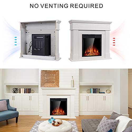 Ivory White Electric Fireplace Mantel with Remote