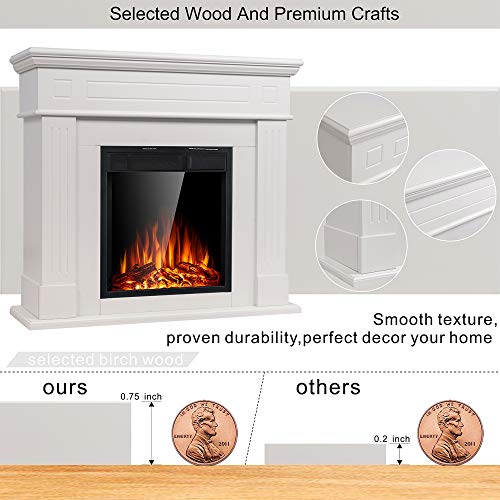 Ivory White Electric Fireplace Mantel with Remote
