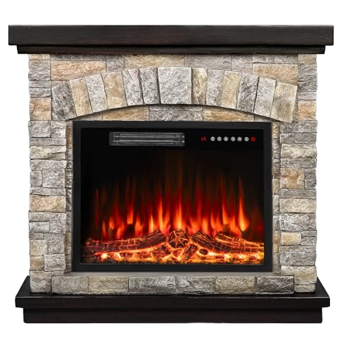 BOSSIN 36" Electric Fireplace with Mantel & Remote