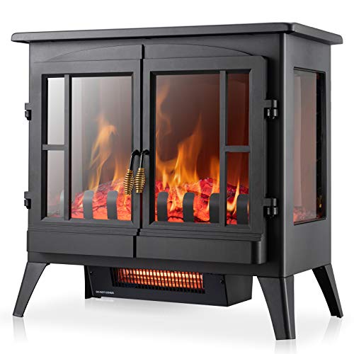 Freestanding Electric Fireplace Stove with Realistic Flame