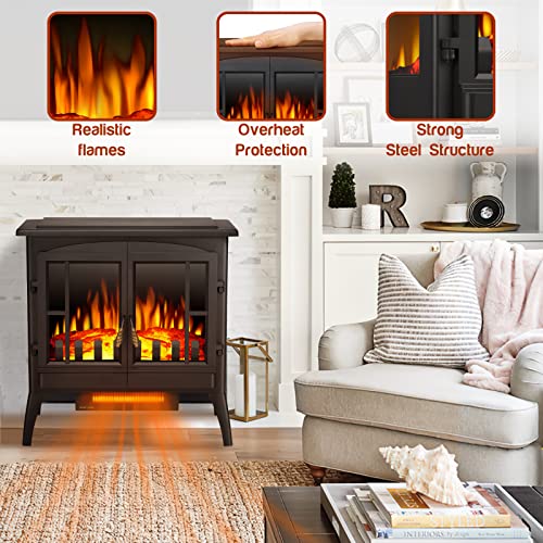 Freestanding Electric Fireplace Stove with Realistic Flame