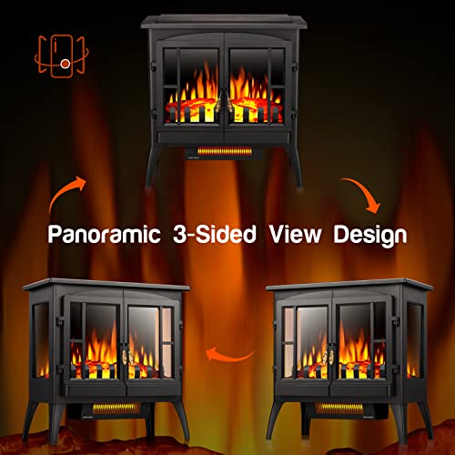 Freestanding Electric Fireplace Stove with Realistic Flame