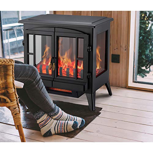 Freestanding Electric Fireplace Stove with Realistic Flame