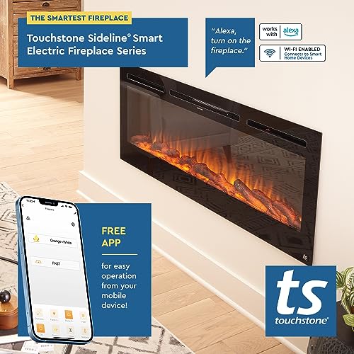 Sideline Smart Electric Fireplace – 50 Inch, Black