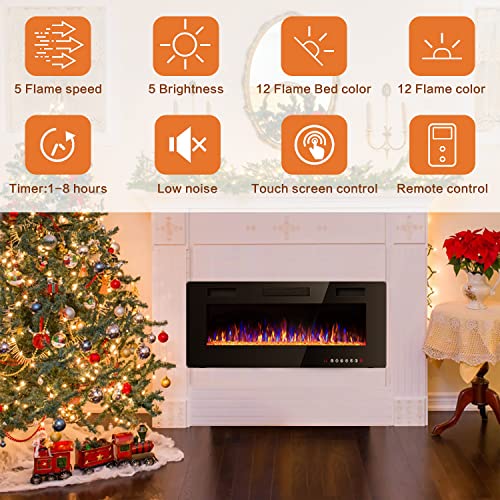 Vitesse 60" Electric Fireplace with Multicolor Flame