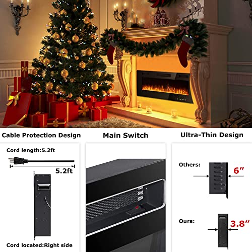 Vitesse 60" Electric Fireplace with Multicolor Flame