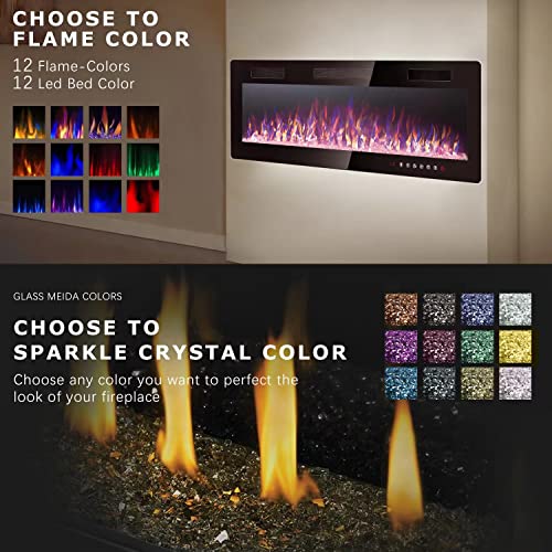 Vitesse 60" Electric Fireplace with Multicolor Flame