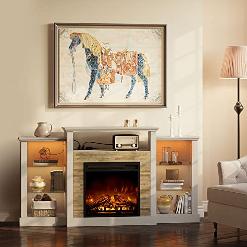 Ivory White LED Fireplace TV Stand Console