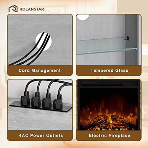 Ivory White LED Fireplace TV Stand Console