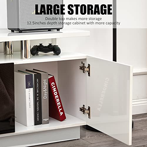 Ivory White 70" Modern Fireplace TV Stand