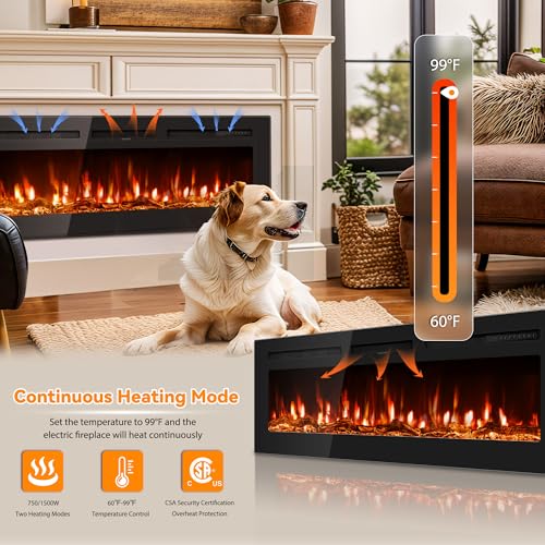 60-Inch Electric Fireplace with Remote Control