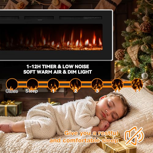 60-Inch Electric Fireplace with Remote Control