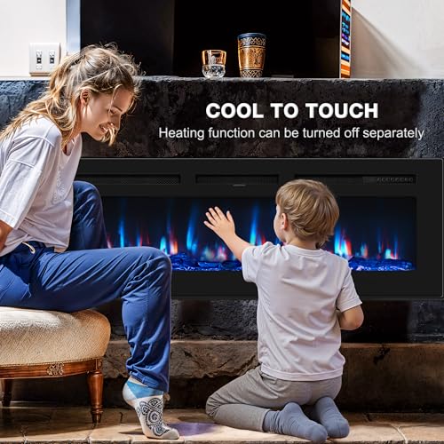 60-Inch Electric Fireplace with Remote Control