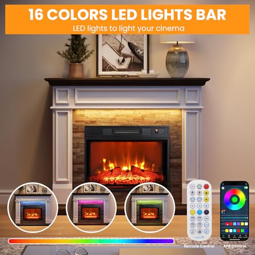 44" White Electric Fireplace Mantel with TV Stand