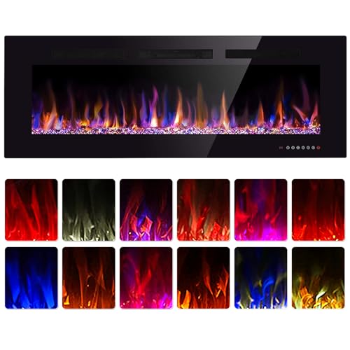 60" Recessed Electric Fireplace with Remote Control