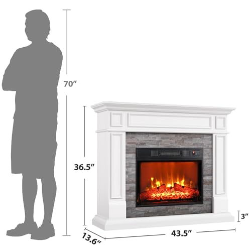 44" Freestanding Electric Fireplace with Remote Control