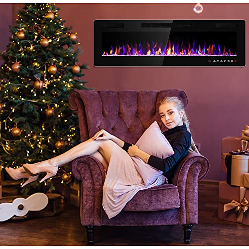 50" Recessed Electric Fireplace with Remote Control