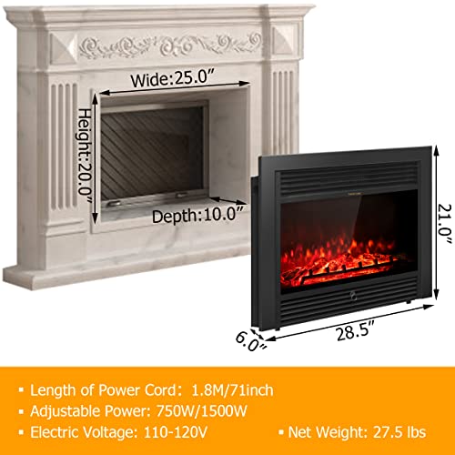 Giantex 28.5" Electric Fireplace Insert with Remote