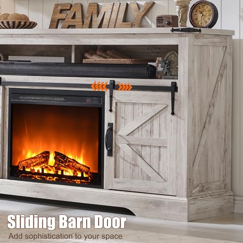 Rustic Highboy Fireplace TV Stand for 65" TVs