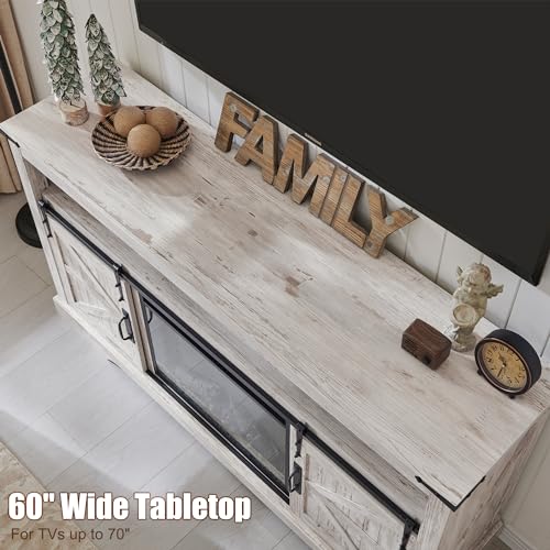 Rustic Highboy Fireplace TV Stand for 65" TVs