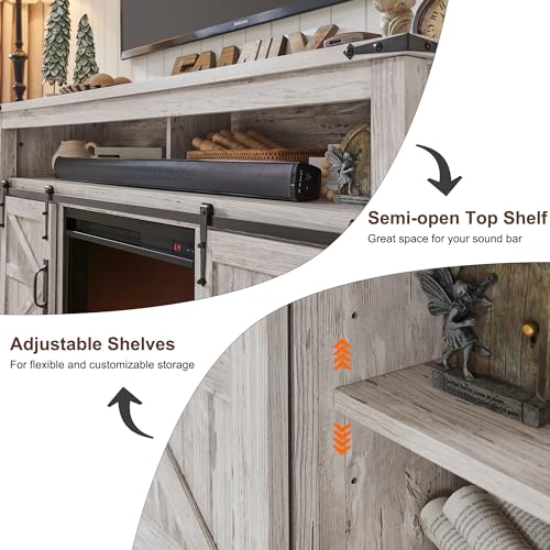 Rustic Highboy Fireplace TV Stand for 65" TVs