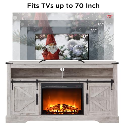 Rustic Highboy Fireplace TV Stand for 65" TVs