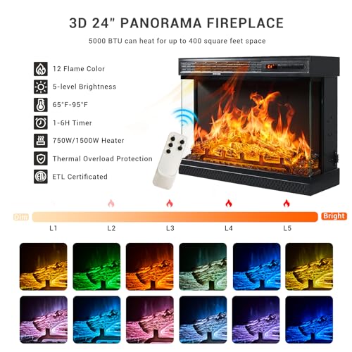 59'' Fireplace TV Stand with Glass Doors - White