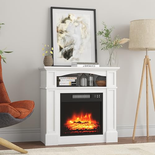 Compact 32" Fireplace Mantel with Electric Heater