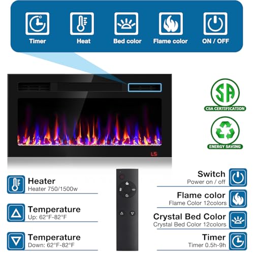 31-Inch Recessed Electric Fireplace with Remote Control