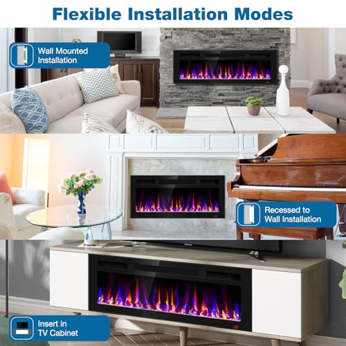 31-Inch Recessed Electric Fireplace with Remote Control
