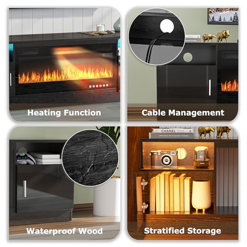 PUKAMI 80" TV Stand with 36" Electric Fireplace