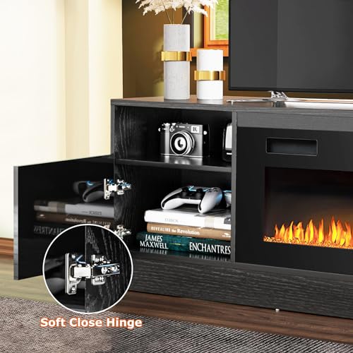 PUKAMI 80" TV Stand with 36" Electric Fireplace