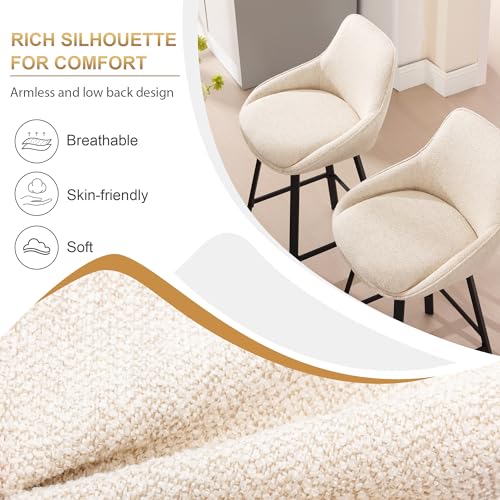 Modern Beige Swivel Counter Height Bar Stools - Set of 2