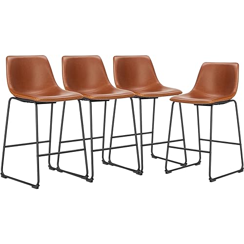 Modern 26" Faux Leather Bar Stools Set of 4