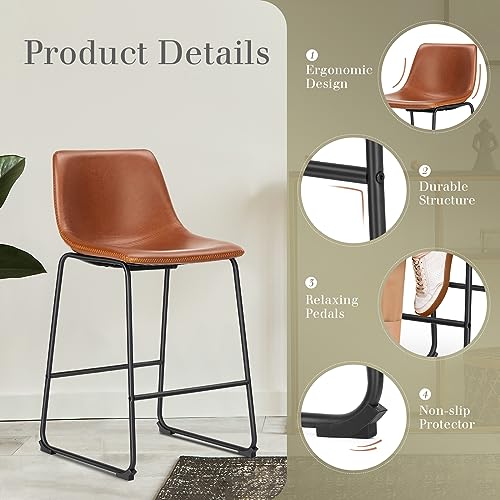 Modern 26" Faux Leather Bar Stools Set of 4