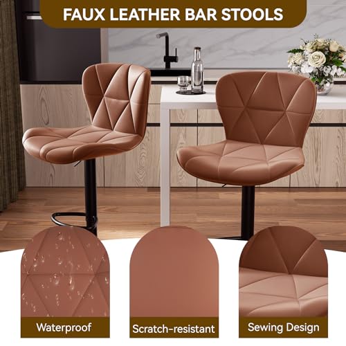Nalupatio Adjustable Faux Leather Bar Stool Set