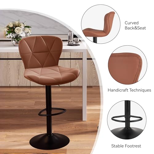Nalupatio Adjustable Faux Leather Bar Stool Set