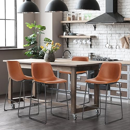 Modern 26" Faux Leather Bar Stools Set of 4