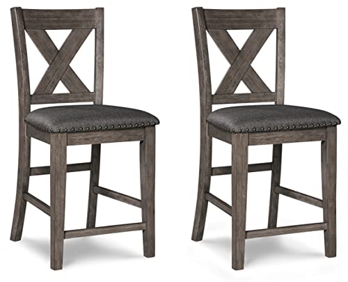 Caitbrook Rustic Gray Counter Height Barstool Set