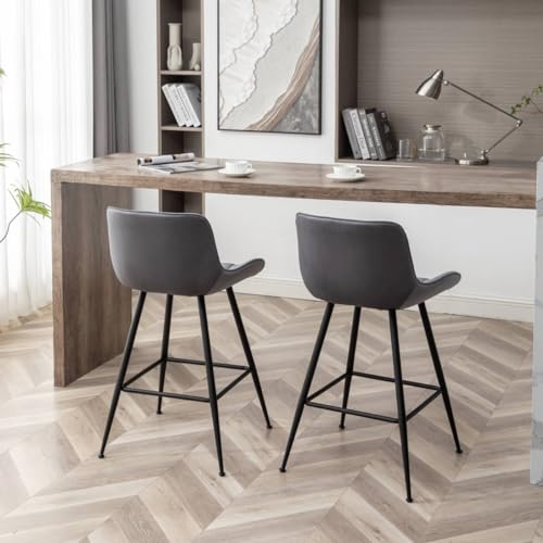 Modern Velvet Counter Height Bar Stools - Grey