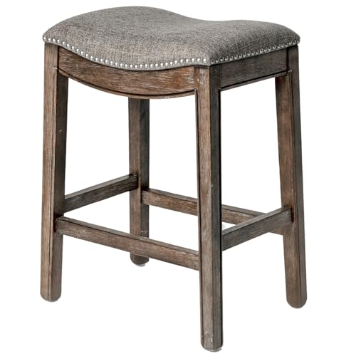 Adrien 26" Backless Saddle Barstool in Walnut